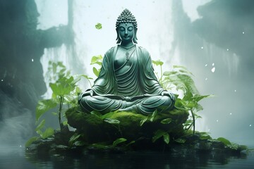 statue of buddha, Generative AI