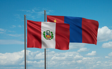 Mongolia and Peru flag