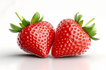 Shiny strawberry red berries isolated on white background close up view.