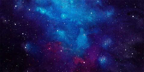 Vector cosmic illustration. Beautiful colorful space background. Watercolor Cosmos