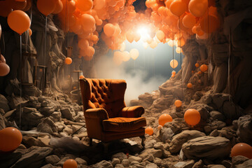 A surreal dreamscape where gravity seems to have no hold, and the rules of physics are abandoned. Generative Ai.