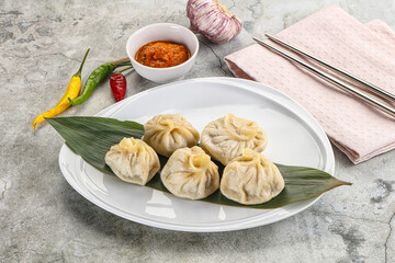 Chinese traditional steamed dumpligs momo