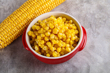 Marinated corn in the bowl