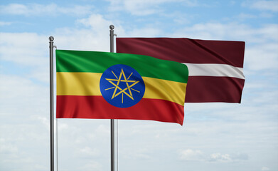 Latvia and Ethiopia flag