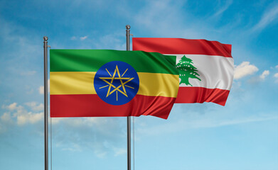 Lebanon and Ethiopia flag