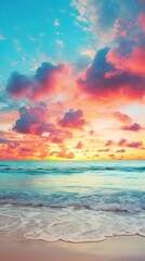 Fototapeta na wymiar Amazing Clouy Sky during the Sunset, Calm Sea. Insane Reflection over the Water.