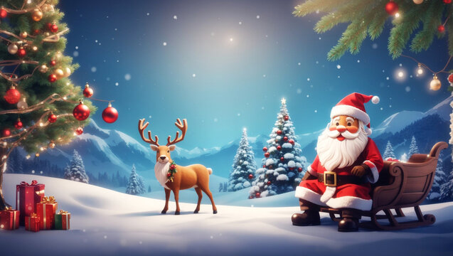 View of beautifully decorated christmas tree outdoors, Christmas background, Generative AI. free Stock Photo