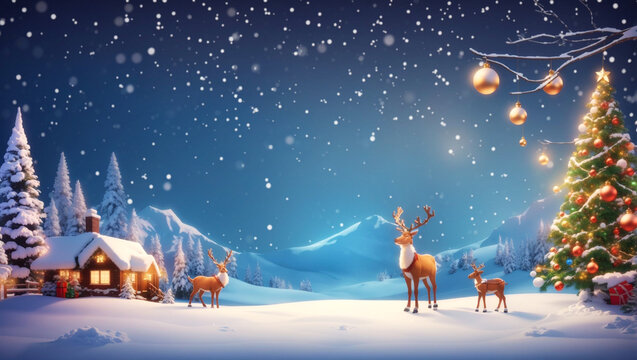 View of beautifully decorated christmas tree outdoors, Christmas background, Generative AI. free Stock Photo