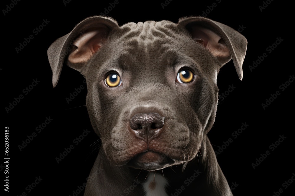 Aufkleber a close-up view of a dog's face against a black background. this image can be used to convey emotion