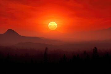 Enigmatic World: Vast Sunset Horizon