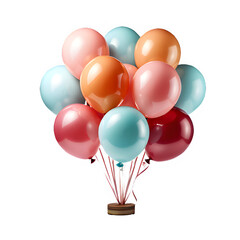 party balloons png ,colorful party balloons isolated on transparent background .generative ai