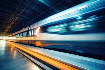 Fototapeta na wymiar high speed train in motion on the railway station