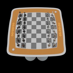 3D computer-rendered illustration of an illuminated chessboard table