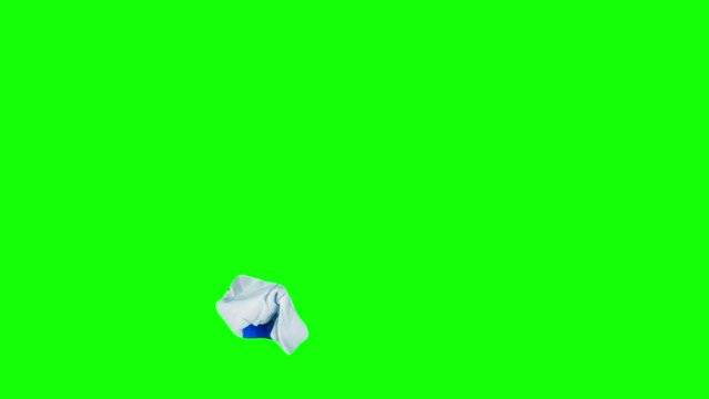 The big letter L on blue rectangle stop motion animation of paper crumple loop on green screen. Theme alphabet and letters used as logo or symbol of brand. Minimalistic cartoon stopmotion typography