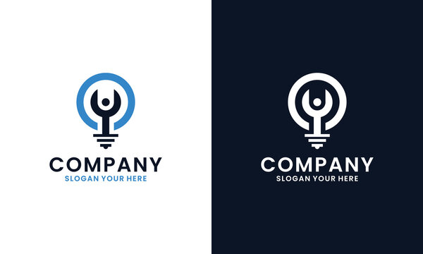 Smart Service With Icon Bulb And Wrench Logo Vector