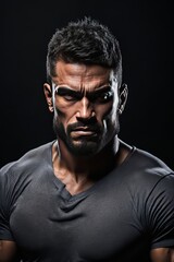 Fototapeta premium Muscular man, MMA fighter, studio portrait on black background