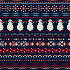 Christmas ornamental seamless pattern. Scandinavian xmas geometric pattern. Geometric abstract wallpaper with decorative elements. For textile, fabric, web, paper, rug, carpet, invitation, wallpaper