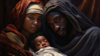 Nativity scene with the holy family in African style © Fox Bread