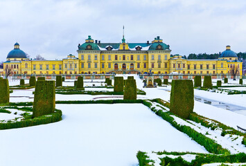 View of Drottningholm Palace near Stockholm in Sweden in winter. - 652044765