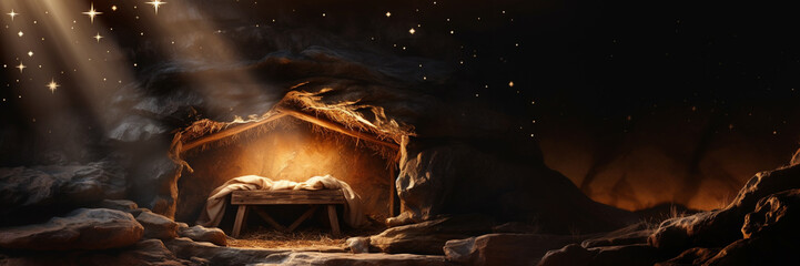 Empty manger with Comet Star