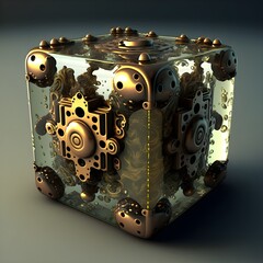 steampunk water texture cube 