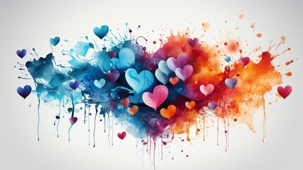 Bright background with hearts with space for text, multi-colored image with free copy space. Concept: love, valentine's day, design background card template.