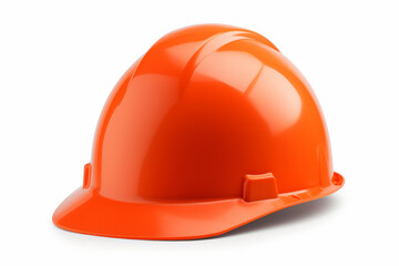 Fototapeta premium Orange construction safety helmet isolated on white background, close up view.generative ai 