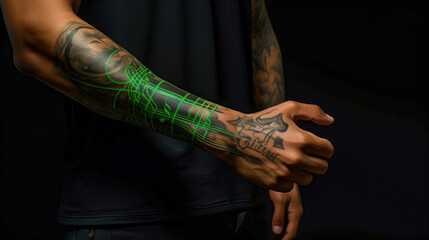 Musical Inspiration Expressive Ink and Creative Flair on a Tattooed Arm