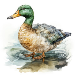 Obraz premium watercolor Duck clipart, Generative Ai