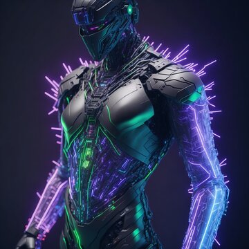 cyborg neon futurista