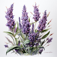 Fototapeta premium watercolor Lavender clipart, Generative Ai