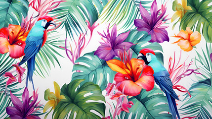 Beautiful floral jungle pattern background