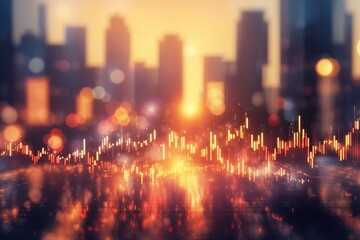 Abstract Background chart stock market blur city. ai generative - obrazy, fototapety, plakaty