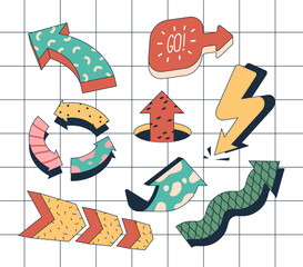 Dynamic, Vibrant Arrow Signs Pop Against A Checkered Backdrop, Conveying Movement, Energy, And Direction