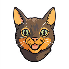 Fototapeta na wymiar Cute Somali Shorthair Cat Breed Colorful Watercolor Funny Face Cartoon Kawaii Clipart Illustration