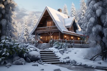 house in the snow, Generative AI