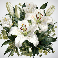 watercolor Lily clipart, Generative Ai