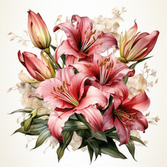Obraz na płótnie Canvas watercolor Lily clipart, Generative Ai