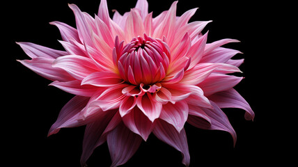 pink lotus isolated on a black background.