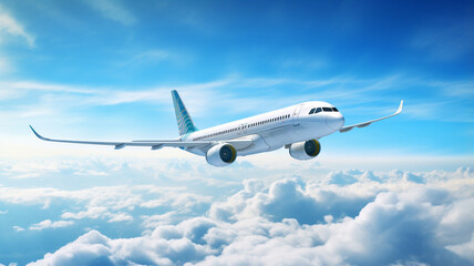 Fototapeta na wymiar airplane flying over clouds