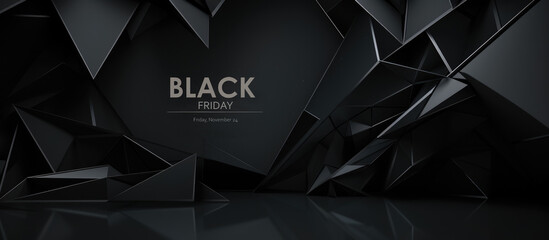 Black Friday banner on dark background. Discounts and sale. - obrazy, fototapety, plakaty