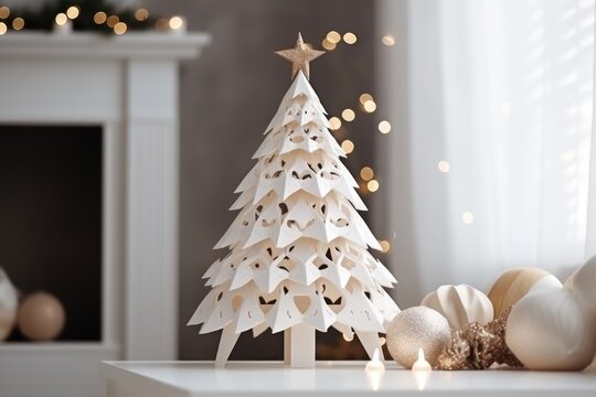 Alternative handmade paper christmas tree. DIY, hobby, zero waste xmas idea