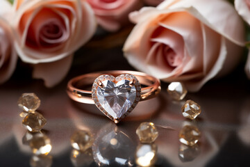 heart shaped diamond ring.