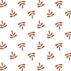 Dark vector seamless pattern with white contour leaves. Collection of hand drawn leaves Black-white vector illustration.