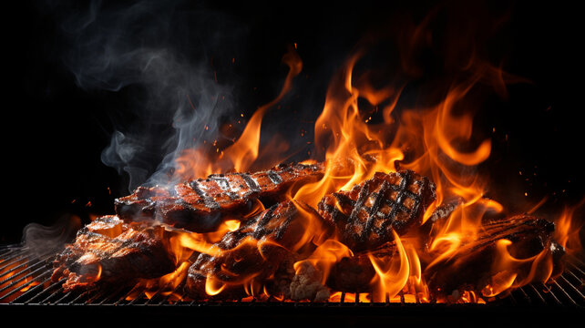 burning charcoal in a barbecue