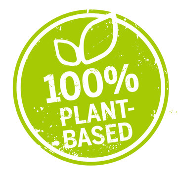 grünes siegel 100% Plant based mit Blättern