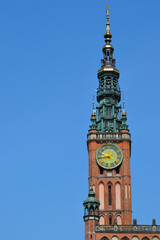 Gdansk Main Town Hall. The town hall's tower view. Gdansk, Poland