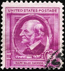 American philosopher Ralph Waldo Emerson on vintage stamp
