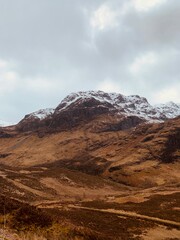 Highland’s snowy hills in Glencoe, Scotland
