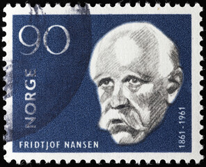 Fritdjof Nansen on old norwegian postage stamp